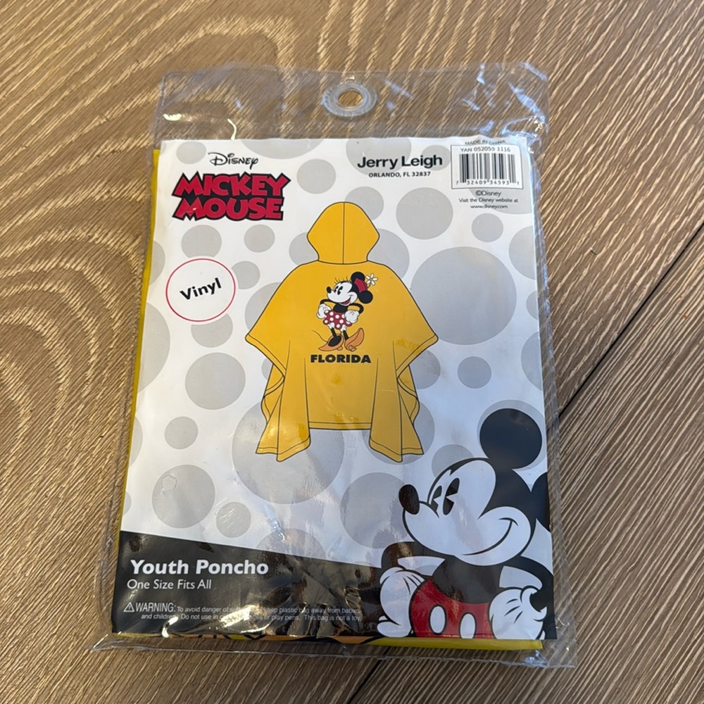 Disney Minnie Mouse Florida Youth Rain Poncho NEW